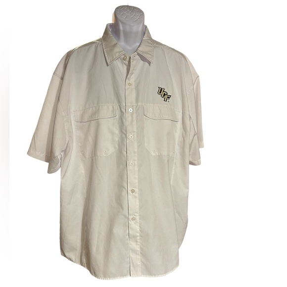 White Antigua University of Central Florida Woven Fishing Shirt with UPF50 - Picture 2 of 10